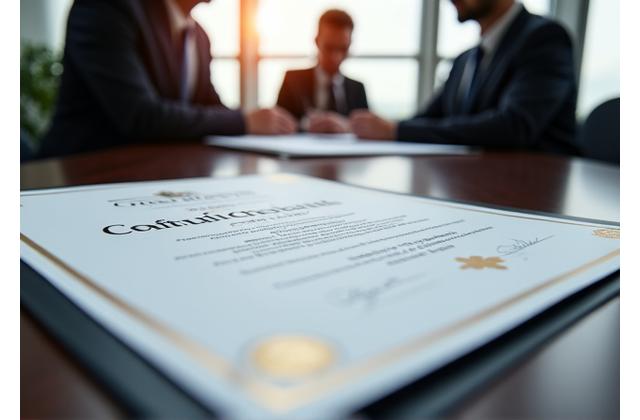 Крупным планом сертификат профессионального бухгалтера, размытый фон офиса